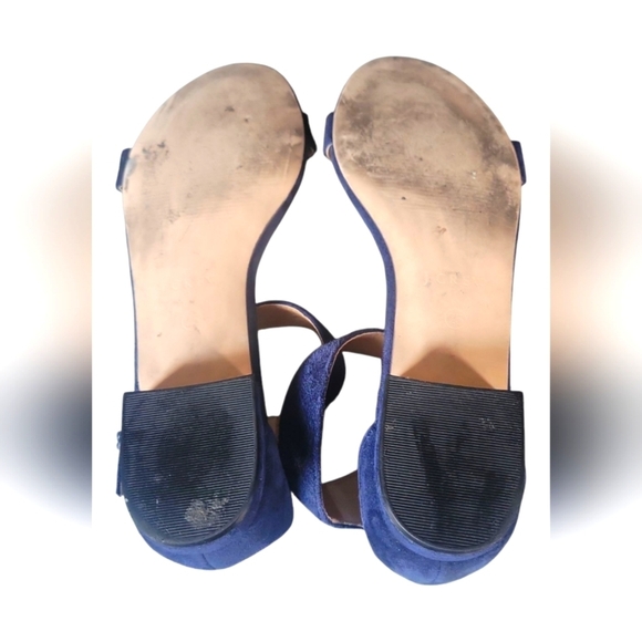 J. Crew Elegant Women's Adjustable Ankle Strap Navy Blue Suede Sandals Sz 7.5 - Picture 5 of 8